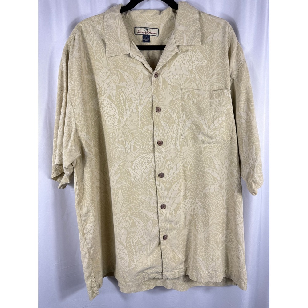 Tommy Bahama Vintage Silk 100% Shirt Mens XL Button Up Tropical